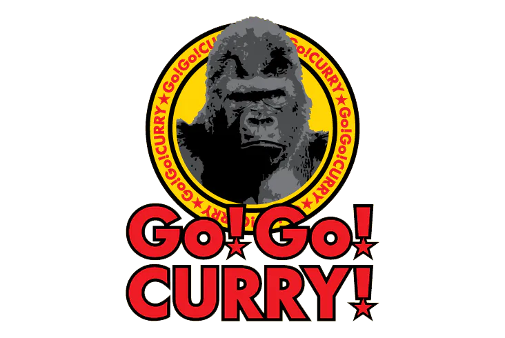 Go!Go!CURRY! logo with gorilla graphic and bold red text